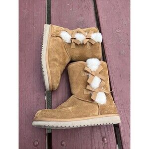 Koolaburra UGG Women's Victoria Tall Chestnut Faux Fur Shearling Suede Boots 9